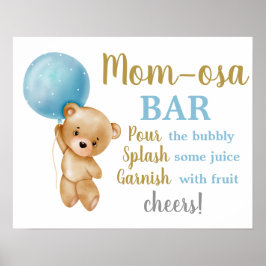 Blue Teddy Bear Momosa Bar Boy Schild