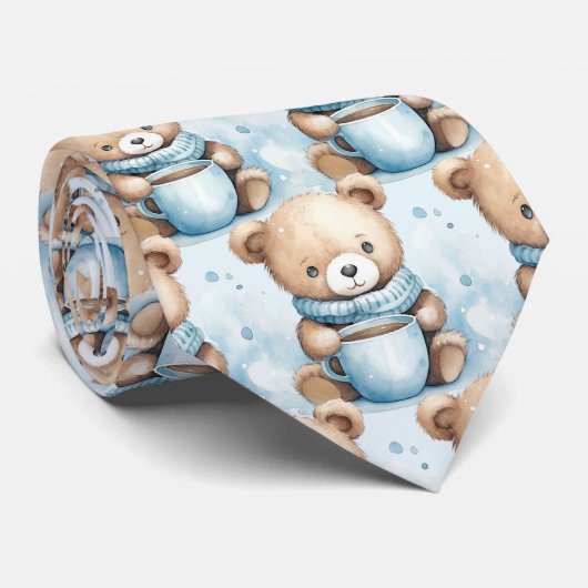 Blue Teddy Bear Neck Tie Krawatte (Gerollt)