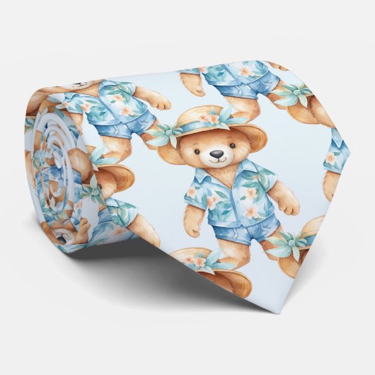 Blue Teddy Bear Neck Tie Krawatte (Gerollt)