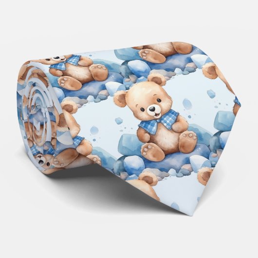 Blue Teddy Bear Neck Tie Krawatte (Gerollt)