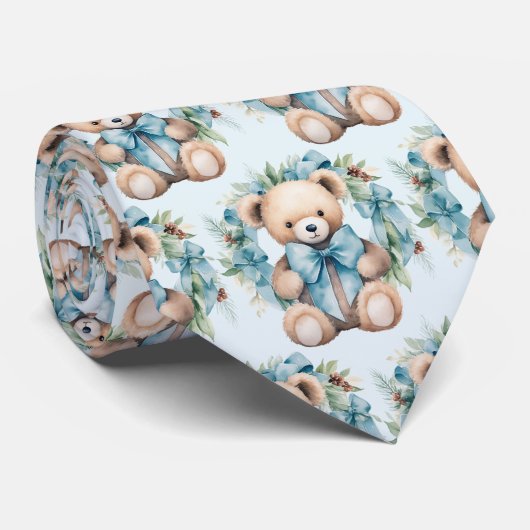Blue Teddy Bear Neck Tie Krawatte (Gerollt)