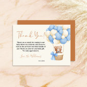 Blue Teddy Bear Oh Boy Balloon Baby Dusche Dankeskarte