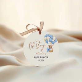 Blue Teddy Bear Oh Boy Balloon Baby Dusche Geschenkanhänger