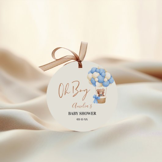 Blue Teddy Bear Oh Boy Balloon Baby Dusche Geschenkanhänger