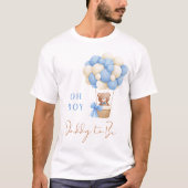 Blue Teddy Bear Oh Boy Balloon Daddy To Be T-Shirt (Vorderseite)