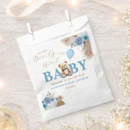 Blue Teddy Bear Pampas & Florals Baby Shower  Geschenktütchen