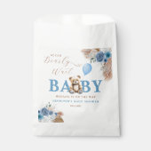 Blue Teddy Bear Pampas & Florals Baby Shower Geschenktütchen (Vorderseite)