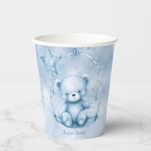 Blue Teddy Bear Paper Cups Pappbecher (Vorderseite)