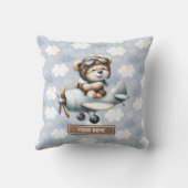 Blue Teddy Bear Pilot Baby Boy Kissen Individuelle (Rückseite)