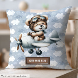 Blue Teddy Bear Pilot Baby Boy Kissen Individuelle