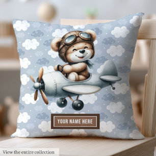 Blue Teddy Bear Pilot Baby Boy Kissen Individuelle
