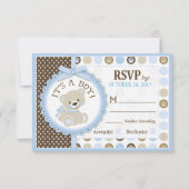 Blue Teddy Bear Polk Dots RSVP Card (Vorderseite)