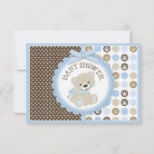 Blue Teddy Bear Polk Dots RSVP Card (Rückseite)