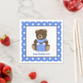 Blue Teddy Bear Polka Geburtstag Napkins Serviette (Beispiel)