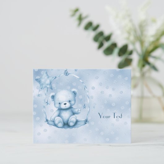 Blue Teddy Bear Postcard Postkarte (Stehend Vorderseite)
