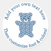 Blue Teddy Bear Runder Aufkleber (Vorderseite)