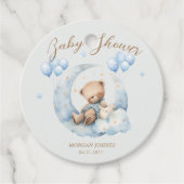 Blue Teddy Bear Stars Baby Dusche Geschenkanhänger (Vorderseite)