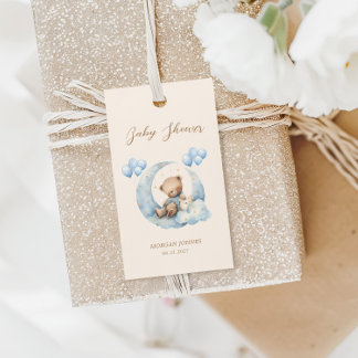 Blue Teddy Bear Stars Baby Dusche Geschenkanhänger