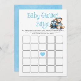 Blue Teddy Bear Train Boy Baby Dusche Bingo Card