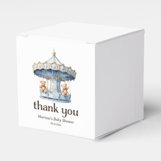 Blue Teddy Bear Twin Boys Baby Dusche Vielen Dank Geschenkschachtel (Vorderseite)