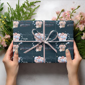 Blue Teddy Bear und Balloon Custom Baby Dusche Geschenkpapier