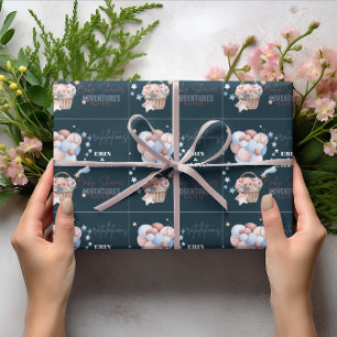 Blue Teddy Bear und Balloon Custom Baby Dusche Geschenkpapier