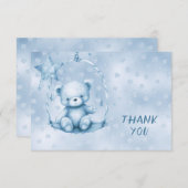 Blue Teddy Bear Vielen Dank Card Dankeskarte (Vorne/Hinten)