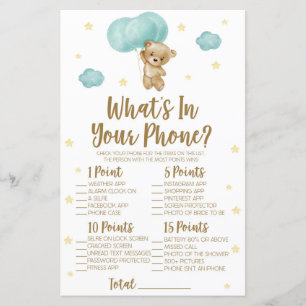 Blue Teddy Bear Was ist in Phone Baby Shower Game