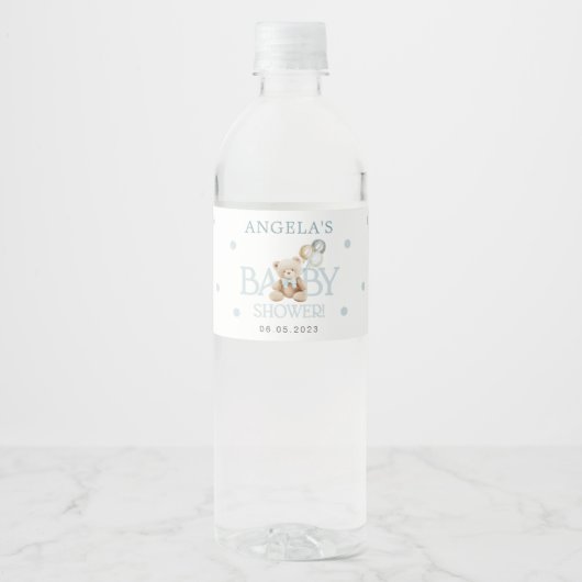 Blue Teddy Bear Water Flasche Etikett (Vorderseite)