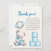 Blue Teddy Bear "We Can Bearly Wait" Dankeskarte (Vorderseite)