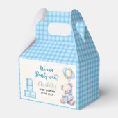 Blue Teddy Bear "We Can Bearly Wait"  Geschenkschachtel (Vorderseite)