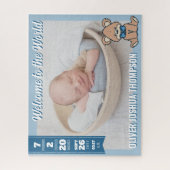 Blue Teddy Bear Welcome to the World Baby Boy Puzzle (Vertikal)