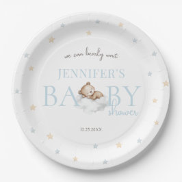 Blue Teddy Bear wir können frühzeitig abwarten Bab Pappteller