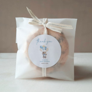 Blue Teddy Bear wir können frühzeitig abwarten Bab Runder Aufkleber