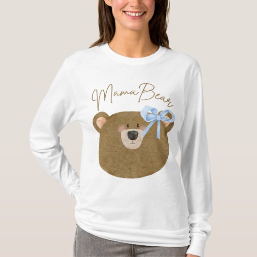 Blue Teddy Bearly Wait Mama Bear Boy Baby Dusche T-Shirt (Vorderseite)