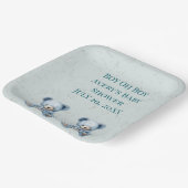 Blue Teddy Bears Twin Baby Dusche Pappteller (Gewinkelt)