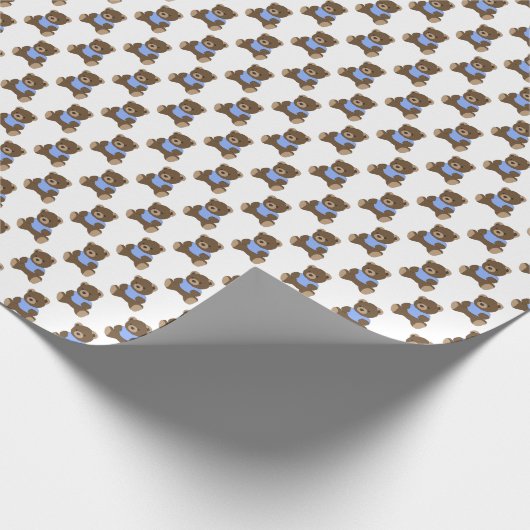 Blue Teddy Bears Wrapping Paper Geschenkpapier (Ecke)