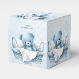 Blue Teddy Beer in Basket Gevor Box Geschenkschachtel