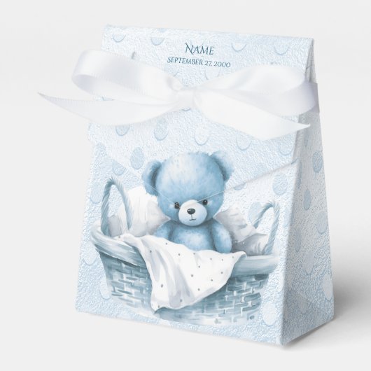 Blue Teddy Beer in Basket Gevor Box Geschenkschachtel (Vorderseite)