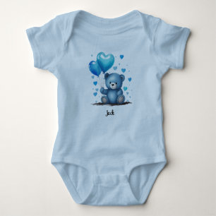 Blue Teddy Heart Balloons Personalisieren Baby Nam Baby Strampler