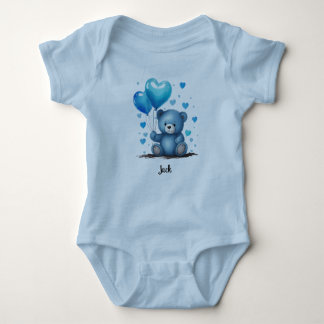Blue Teddy Heart Balloons Personalisieren Baby Nam Baby Strampler