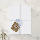 Blue Teddy wir können frühzeitig abwarten Baby Dus Geschenkanhänger (Mit Garn)