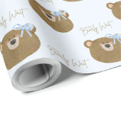 Blue Teddy wir können frühzeitig abwarten Baby Dus Geschenkpapier (Rolleneckpunkt)