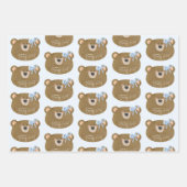 Blue Teddy wir können frühzeitig abwarten Baby Dus Geschenkpapier Set (Vorderseite)