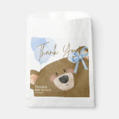 Blue Teddy wir können frühzeitig abwarten Baby Dus Geschenktütchen (Vorderseite)
