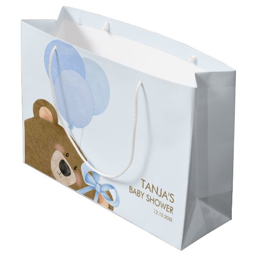 Blue Teddy wir können frühzeitig abwarten Baby Dus Große Geschenktüte (Rückseite Schrägansicht)