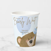 Blue Teddy wir können frühzeitig abwarten Baby Dus Pappbecher (Vorderseite)