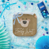 Blue Teddy wir können frühzeitig abwarten Baby Dus Pappteller (Party)