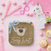 Blue Teddy wir können frühzeitig abwarten Baby Dus Pappteller (Party)