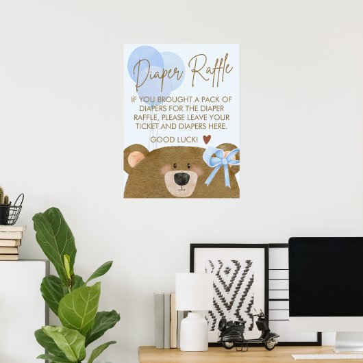 Blue Teddy wir können frühzeitig abwarten Baby Dus Poster (Heimbüro)